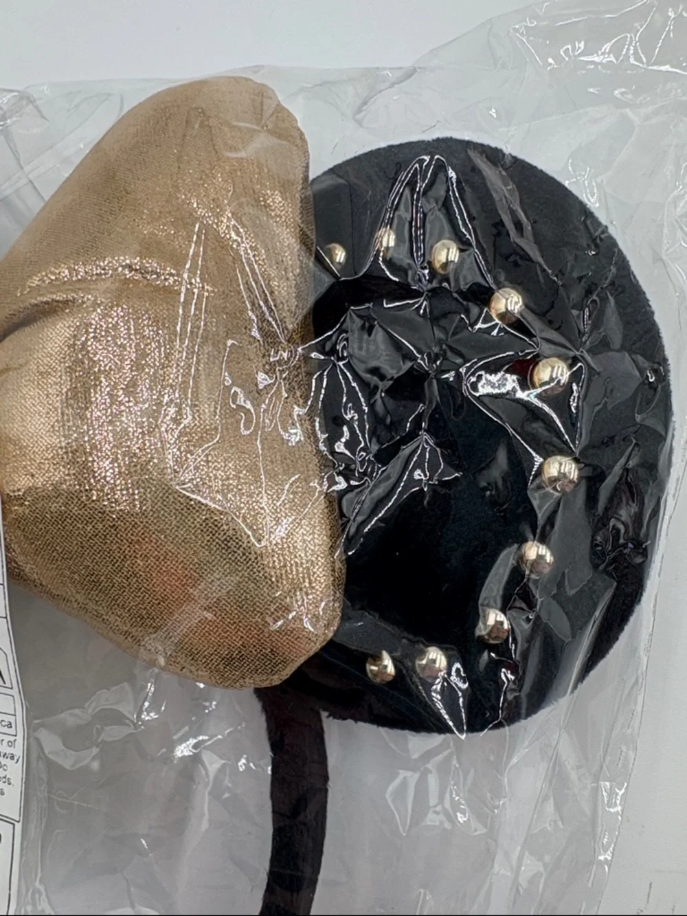 Gold Bow Minnie Mouse Ears Headband Black Studded Disney Inspired‎ NEW